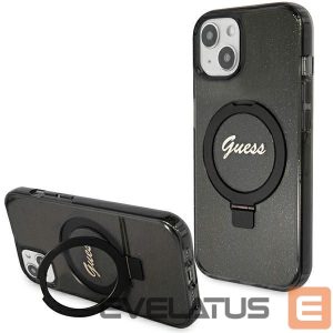 Tagakaaned Guess  Guess Ring Stand Script Glitter MagSafe case for iPhone 14 / 15 / 13 - black 