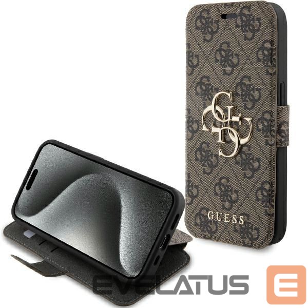 Tagakaaned Guess Guess 4G Metal Logo case for iPhone 15 Pro - brown