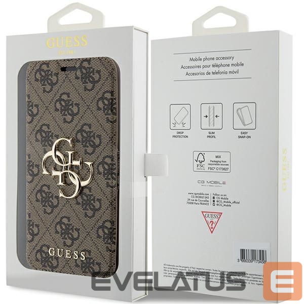 Tagakaaned Guess Guess 4G Metal Logo case for iPhone 15 Pro - brown