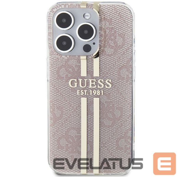 Tagakaaned Guess Guess IML 4G Gold Stripe case for iPhone 14 Pro Max - pink