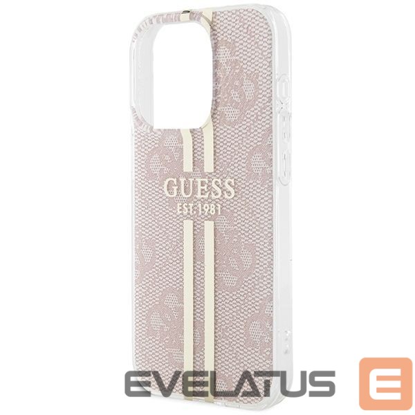 Tagakaaned Guess Guess IML 4G Gold Stripe case for iPhone 14 Pro Max - pink