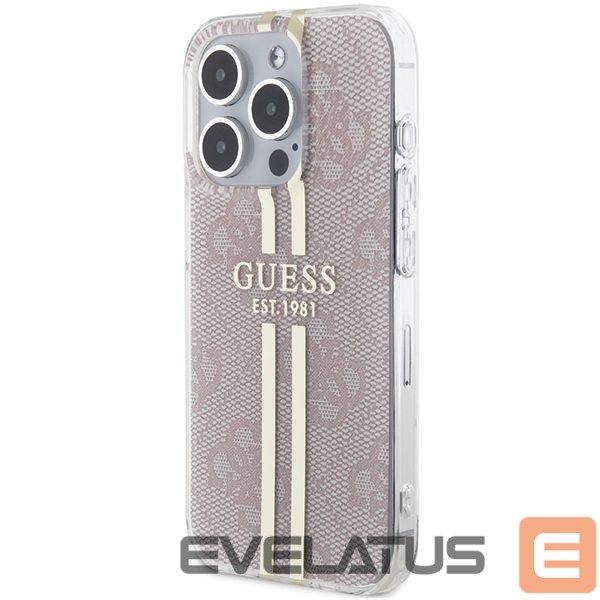 Tagakaaned Guess Guess IML 4G Gold Stripe case for iPhone 14 Pro Max - pink