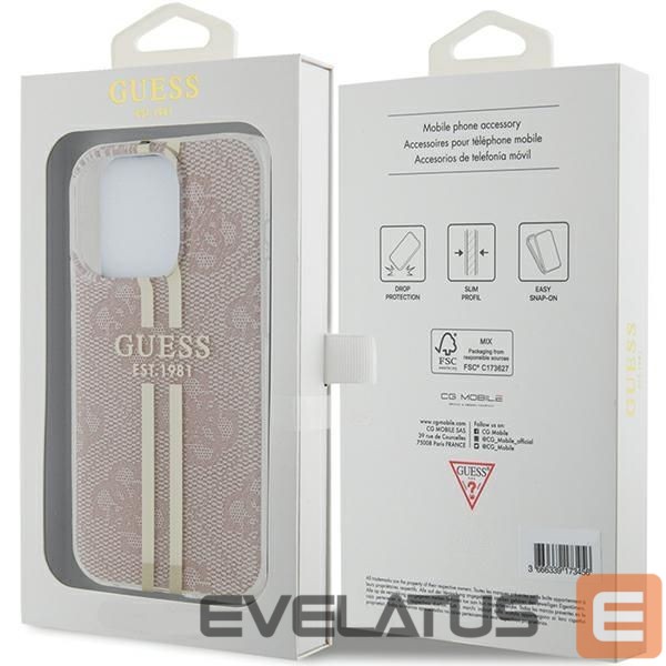 Tagakaaned Guess Guess IML 4G Gold Stripe case for iPhone 14 Pro Max - pink