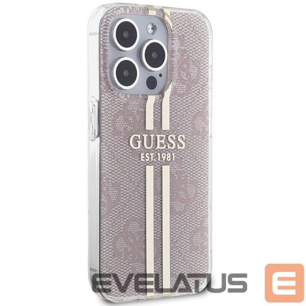 Tagakaaned Guess Guess IML 4G Gold Stripe case for iPhone 14 Pro Max - pink