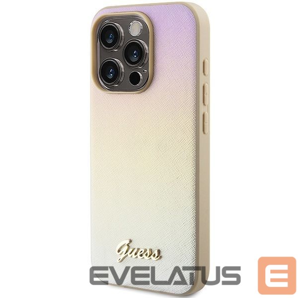 Tagakaaned Guess Guess Saffiano Iridescent Script case for iPhone 14 Pro Max - gold