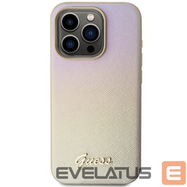 Tagakaaned Guess Guess Saffiano Iridescent Script case for iPhone 14 Pro Max - gold