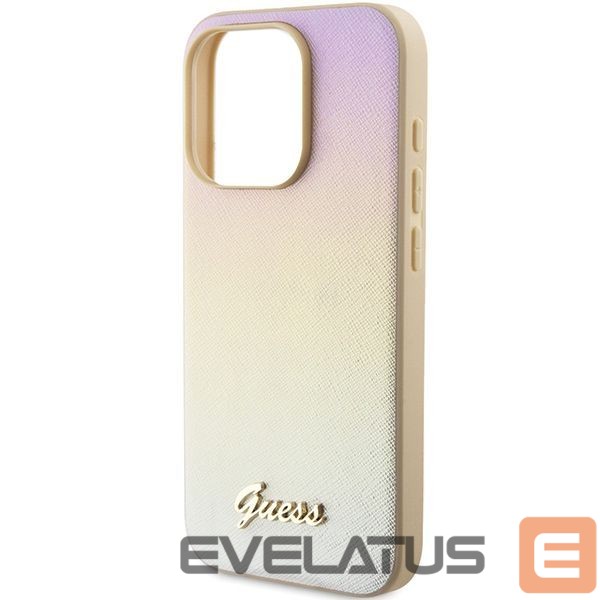 Tagakaaned Guess Guess Saffiano Iridescent Script case for iPhone 14 Pro Max - gold