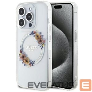 Tagakaaned Guess  Guess IML Flowers Wreatch MagSafe iPhone 15 Pro Max Case - Clear 