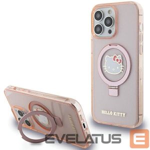 Tagakaaned Hello Kitty  Hello Kitty Ring Stand Glitter Electrop Logo MagSafe Case for iPhone 15 Pro Max - Pink 