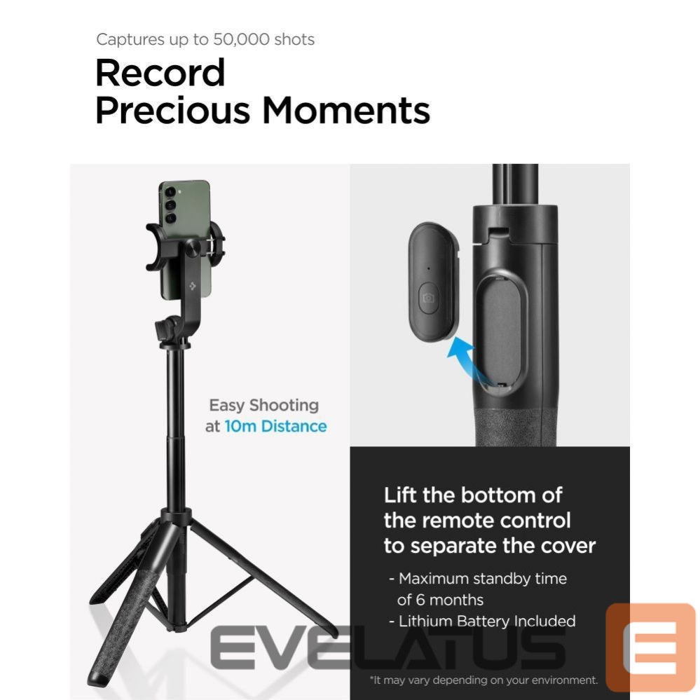 Muu telefoni lisavarustus Spigen Spigen S560W Bluetooth Selfie Stick with Tripod - Black