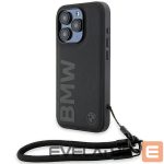 Tagakaaned BMW  BMW Signature Leather Wordmark Cord case for iPhone 15 Pro - black 