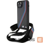 Tagakaaned BMW  BMW M Edition Carbon Tricolor Lines & Strap case for iPhone 15 Plus / 14 Plus - black 