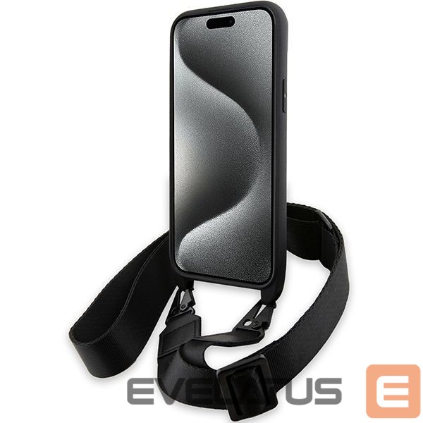 Tagakaaned BMW BMW M Edition Carbon Tricolor Lines & Strap case for iPhone 15 Plus / 14 Plus - black