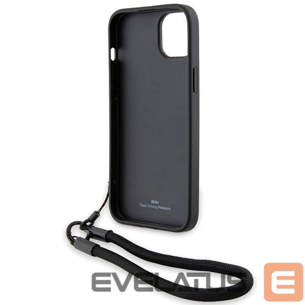 Tagakaaned BMW BMW Signature Leather Wordmark Cord case for iPhone 15 Plus / 14 Plus - black