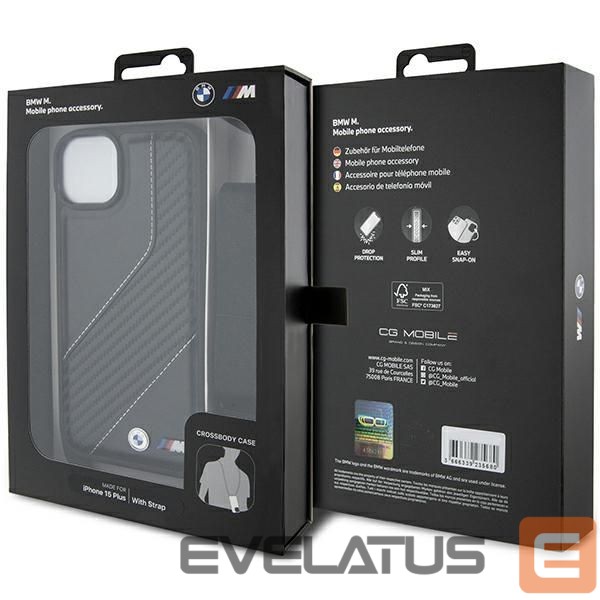 Tagakaaned BMW BMW M Edition Carbon Stripe & Strap case for iPhone 15 / 14 / 13 - black