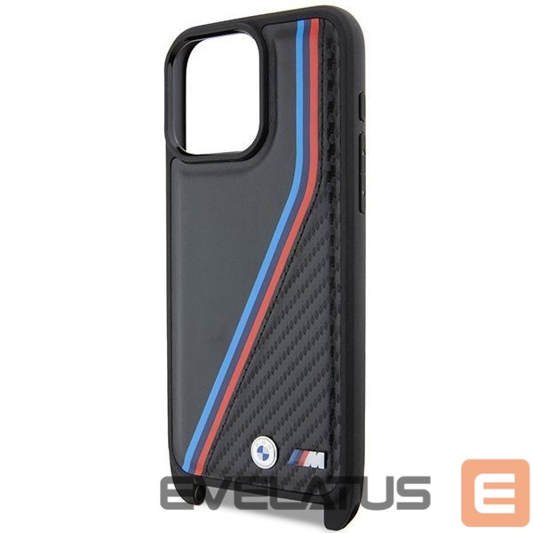 Tagakaaned BMW BMW M Edition Carbon Tricolor Lines & Strap case for iPhone 15 Pro Max - black