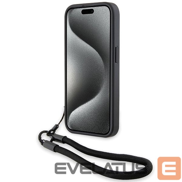 Tagakaaned BMW BMW Signature Leather Wordmark Cord case for iPhone 15 Pro Max - black