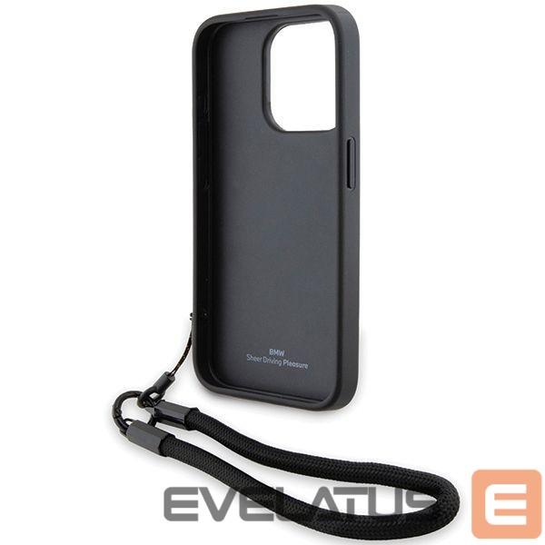Tagakaaned BMW BMW Signature Leather Wordmark Cord case for iPhone 15 Pro Max - black