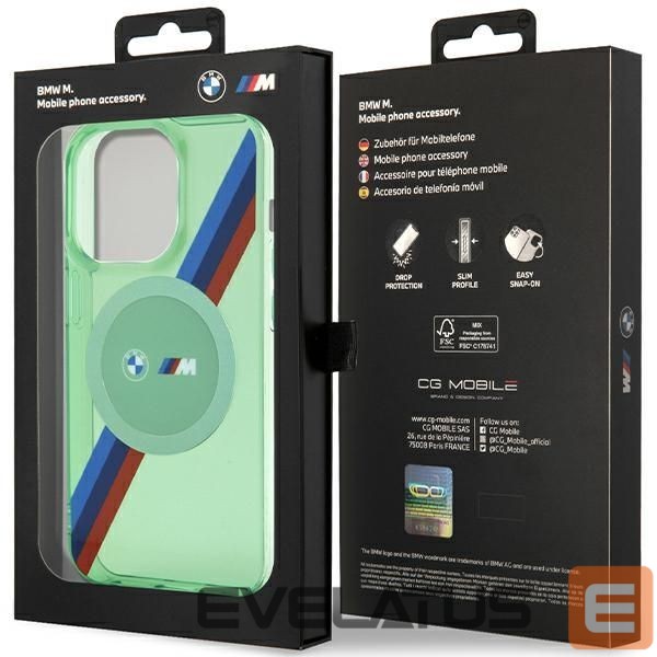 Tagakaaned BMW BMW M Tricolor Stripes MagSafe case for iPhone 15 Pro - green