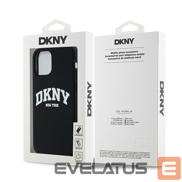Tagakaaned DKNY DKNY Liquid Silicone White Printed Logo MagSafe Case for iPhone 12/12 Pro - Black