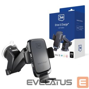 Automaatne hoidja 3MK  3mk Drive & Charge car phone holder for grille/window/cockpit with inductive charger - black 