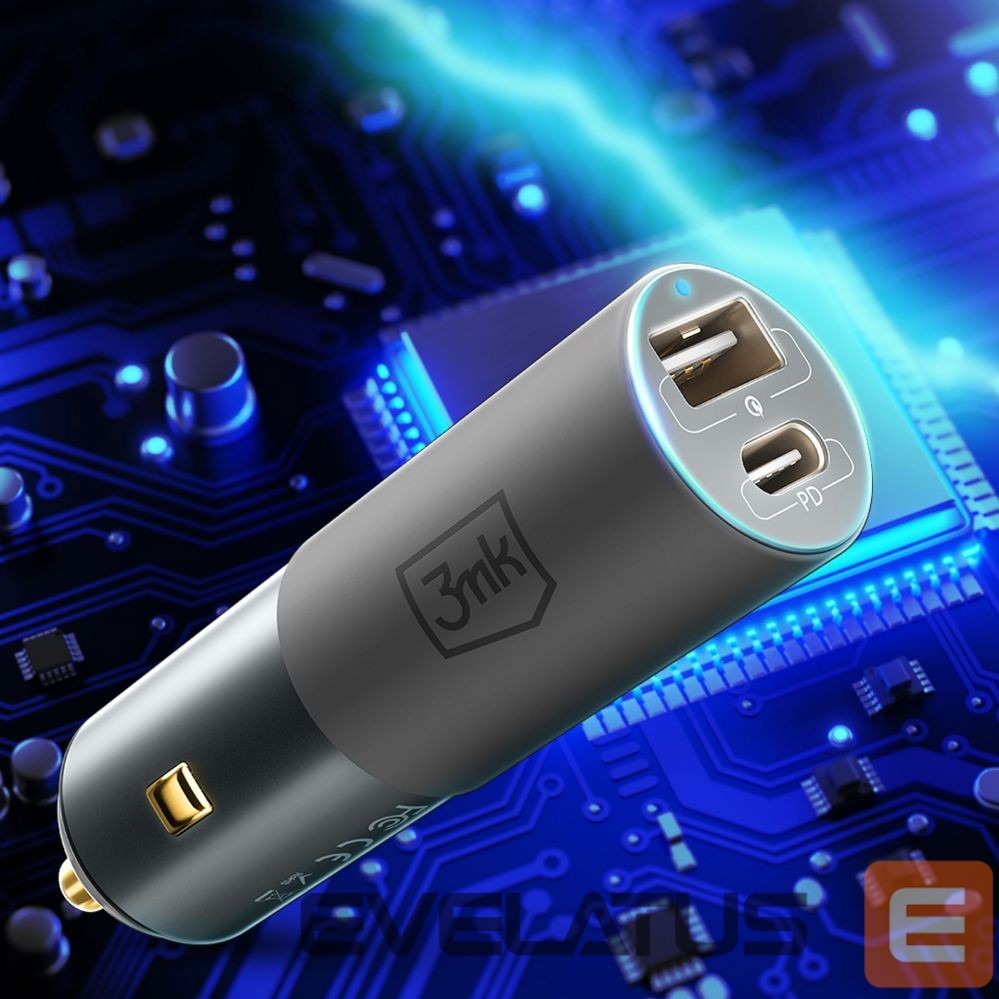 Kaabel 3MK 3mk Hyper Car Charger USB-C USB-A 100W - silver