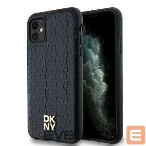 Muu telefoni lisavarustus DKNY  DKNY Leather Monogram Pattern Metal Logo MagSafe Case for iPhone 11 / Xr - Black 