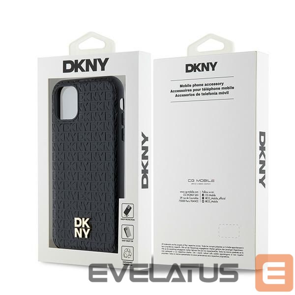 Muu telefoni lisavarustus DKNY DKNY Leather Monogram Pattern Metal Logo MagSafe Case for iPhone 11 / Xr - Black