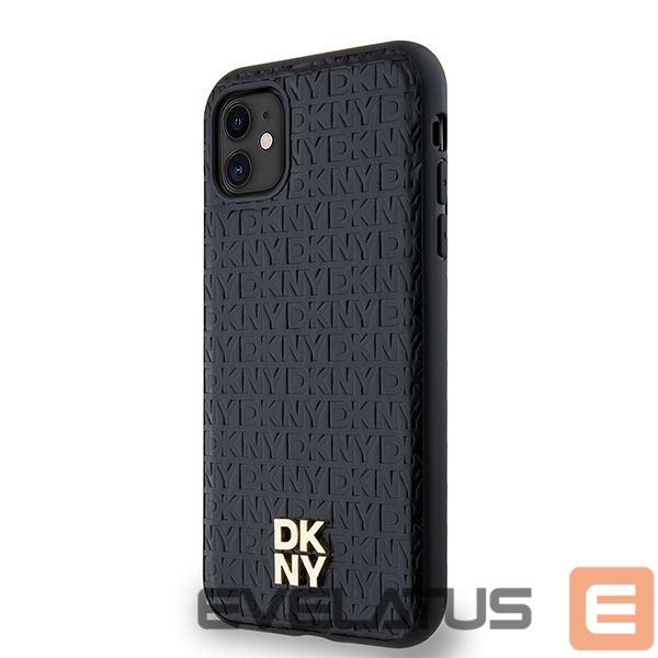 Muu telefoni lisavarustus DKNY DKNY Leather Monogram Pattern Metal Logo MagSafe Case for iPhone 11 / Xr - Black