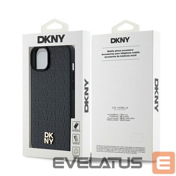 Muu telefoni lisavarustus DKNY DKNY Leather Monogram Pattern Metal Logo MagSafe Case for iPhone 15 Plus / 14 Plus - Black