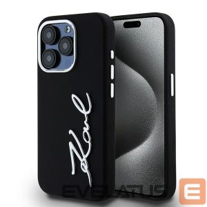 Muu telefoni lisavarustus Karl Lagerfeld  Karl Lagerfeld Silicone Metal Script Logo case for iPhone 15 Pro - black 