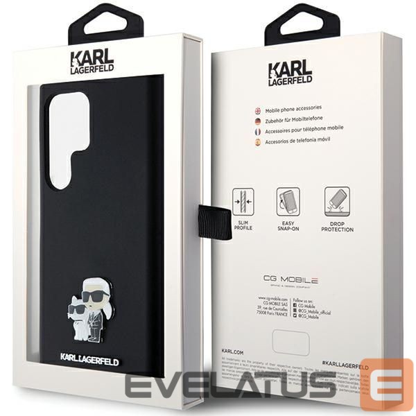 Muu telefoni lisavarustus Karl Lagerfeld Karl Lagerfeld Silicone Karl&Choupette Metal Pin case for Samsung Galaxy S24 Ultra - black