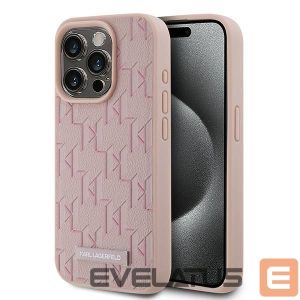 Muu telefoni lisavarustus Karl Lagerfeld  Karl Lagerfeld Leather Monogram Metal Logo case for iPhone 15 Pro - pink 