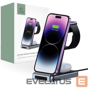 Adaptrid Tech-Protect  Tech-Protect QI15W-A26 Inductive Charger 15W 3in1 for Smartphone / Headphones / Apple Watch - Black 