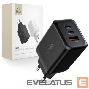 Adaptrid Tech-Protect  Tech-Protect C65W charger 2x USB-C PD 65W / USB-A QC 3.0 - black 