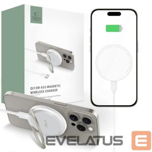 Adaptrid Tech-Protect  Tech-Protect QI15W-A33 Inductive Charger with MagSafe and Stand with USB-A / USB-C Cable - White 