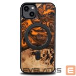 Tagakaaned Bewood  Wood and resin case for iPhone 15 Plus MagSafe Bewood Unique Orange - orange and black 