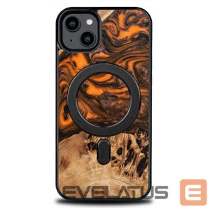 Tagakaaned Bewood  Wood and resin case for iPhone 15 Plus MagSafe Bewood Unique Orange - orange and black 