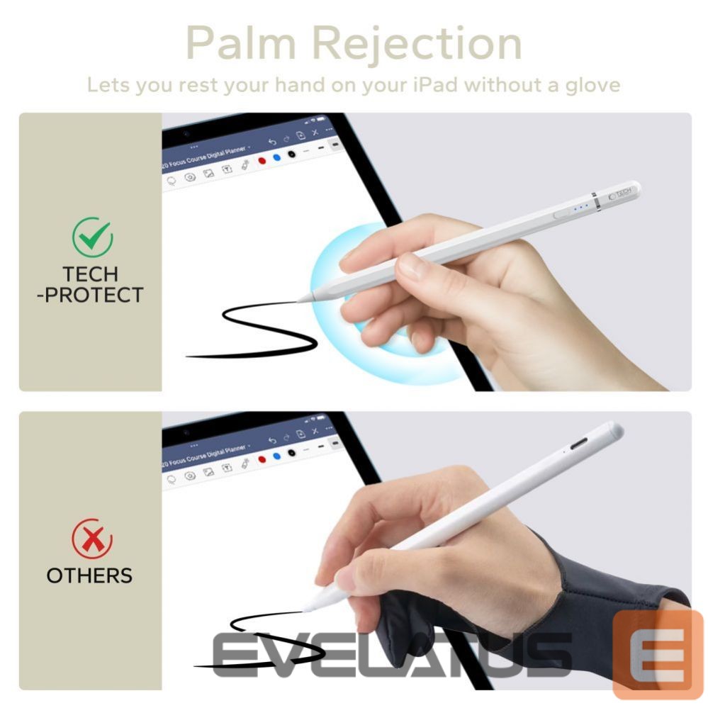 Puutepliiats Tech-Protect Tech-Protect Digital Magnetic Stylus Pen 3 Magnetic for iPad Tablet - White