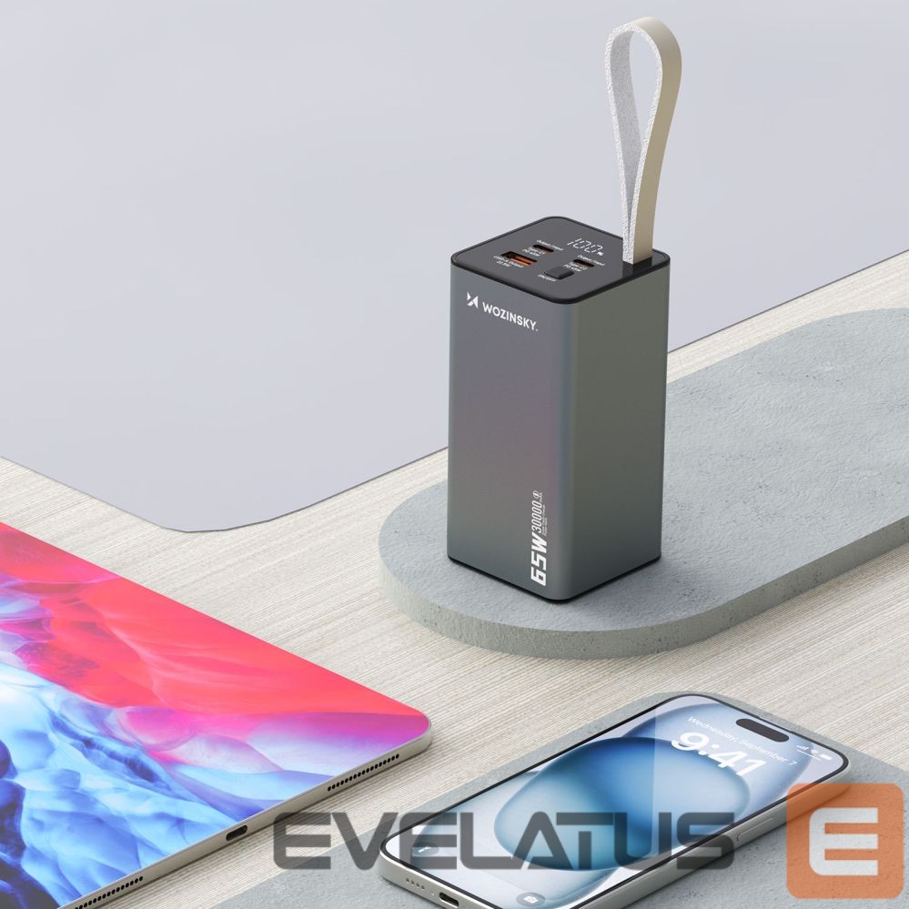 Väline aku Wozinsky Powerbank Wozinsky K65+ 65W 30000mAh 2x USB-C, 1x USB-A 65W - black