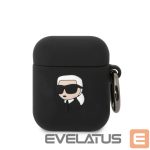 Tagakaaned Karl Lagerfeld - Karl Lagerfeld 3D Logo NFT Karl Head Silicone Case for AirPods 1/2 Black 