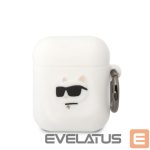 Tagakaaned Karl Lagerfeld - Karl Lagerfeld 3D Logo NFT Choupette Head Silicone Case for AirPods 1/2 White 