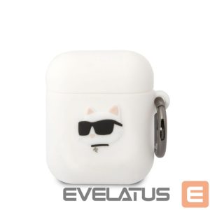 Tagakaaned Karl Lagerfeld - Karl Lagerfeld 3D Logo NFT Choupette Head Silicone Case for AirPods 1/2 White 