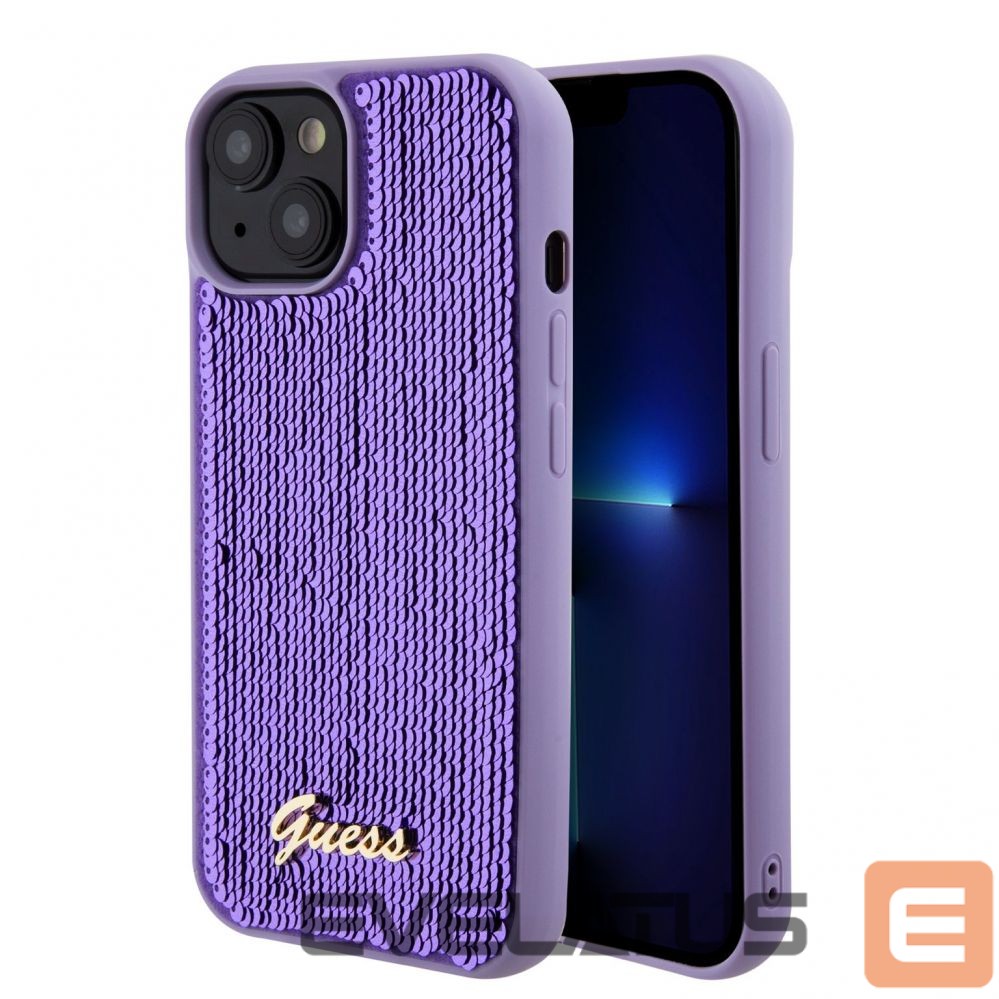Tagakaaned Guess - Guess Sequin Script Logo Case for iPhone 15 Purple