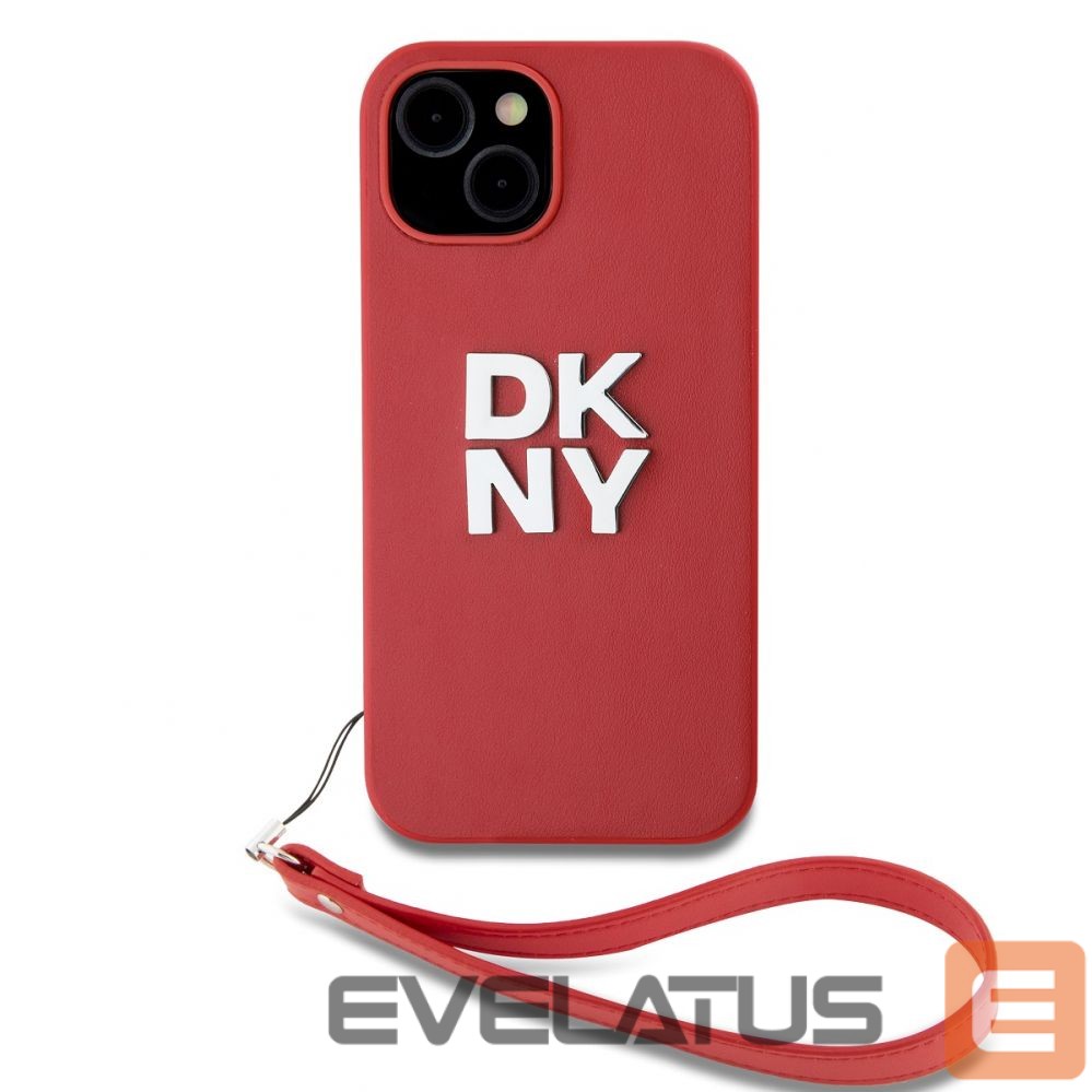 Tagakaaned DKNY - DKNY PU Leather Stack Logo Wrist Strap Case for iPhone 15 Red