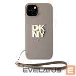 Tagakaaned DKNY Apple DKNY PU Leather Stack Logo Wrist Strap Case for iPhone 15 Beige 