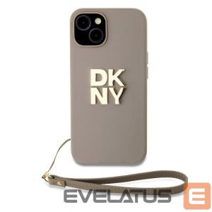 Tagakaaned DKNY Apple DKNY PU Leather Stack Logo Wrist Strap Case for iPhone 15 Beige 