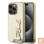 Tagakaaned Karl Lagerfeld - Karl Lagerfeld Wrinkled PU Signature Logo Case for iPhone 15 Pro Max Gold 