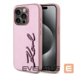 Tagakaaned Karl Lagerfeld - Karl Lagerfeld Wrinkled PU Signature Logo Case for iPhone 15 Pro Max Pink 