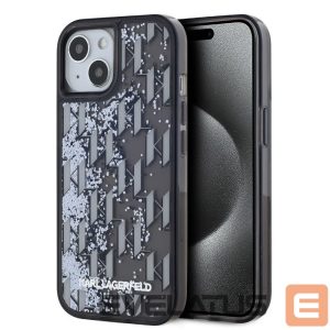 Tagakaaned Karl Lagerfeld Apple Karl Lagerfeld Liquid Glitter Monogram Gradient Case for iPhone 15 Black 